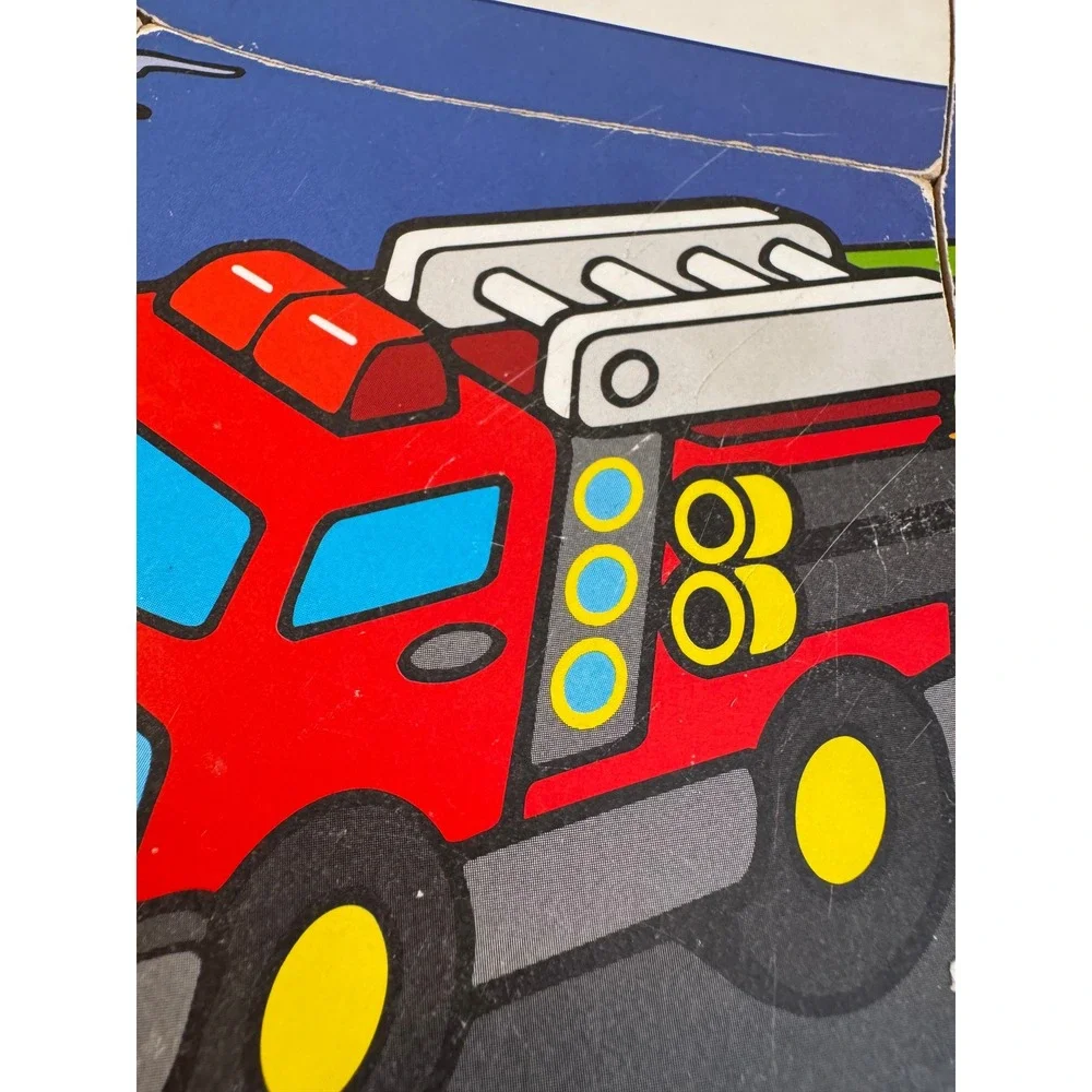 VTG 1996 Playskool Wooden Transportation‎ Puzzle 4 Piece Train Plane Fire Truck